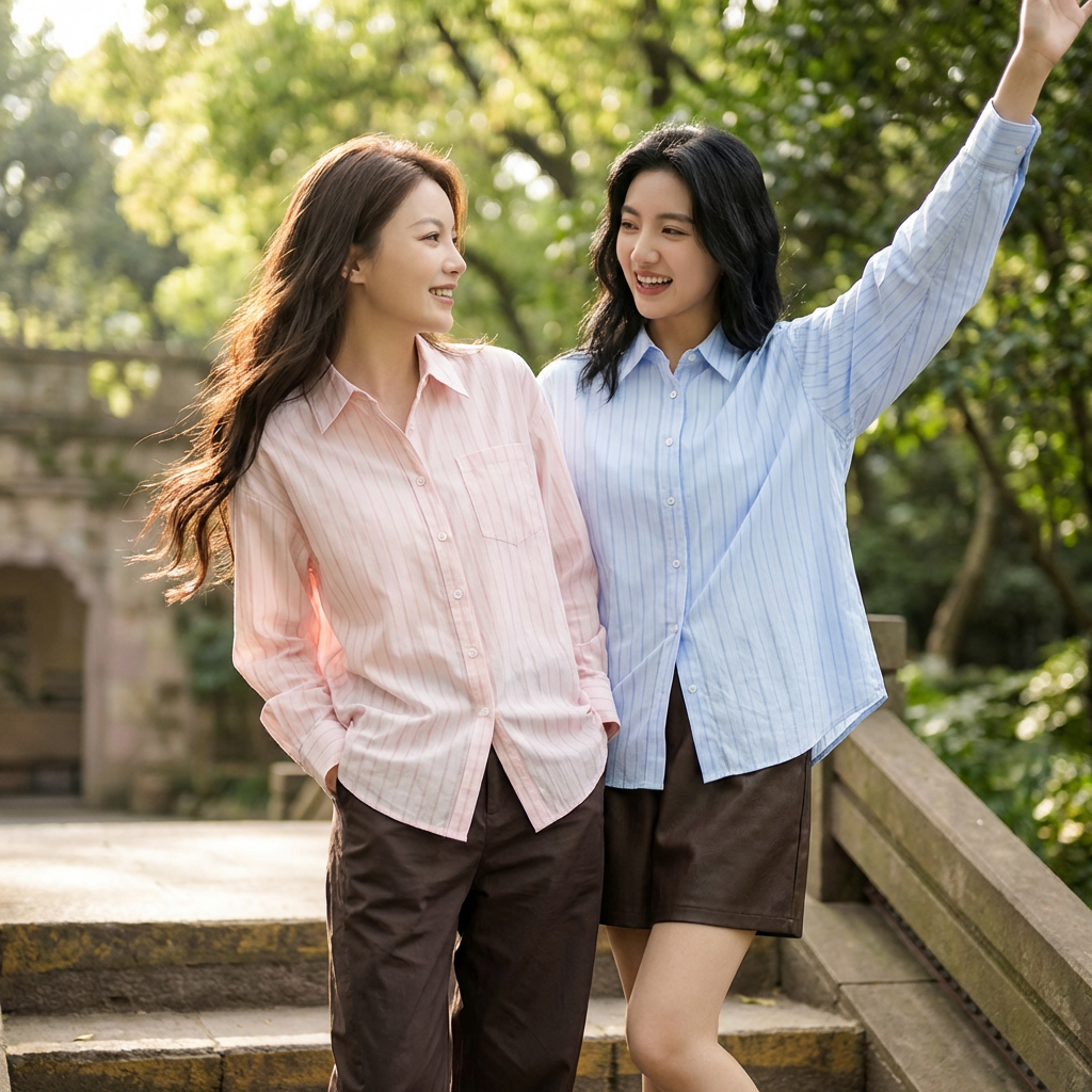 女士防晒纯棉户外衬衫近景款式展示